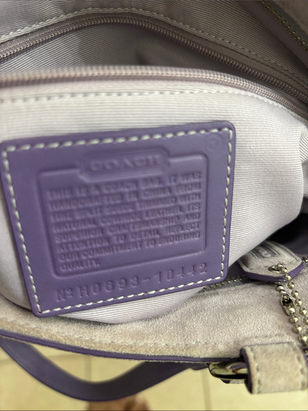 COACH Lavender Suede Tote with Purple Trim - Picture 8 of 8